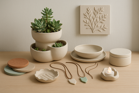 Piezas artesanales hechas con arcilla de base agua