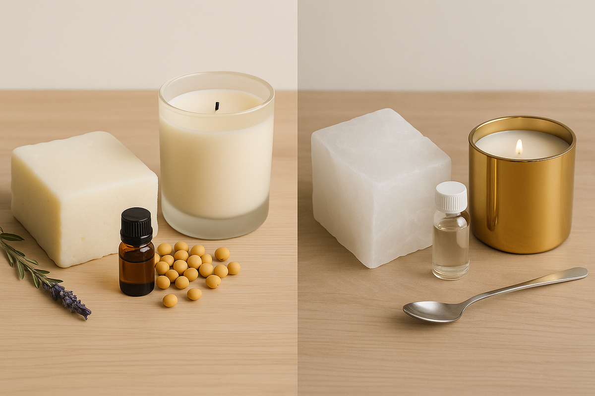 Comparativa entre parafina y cera de soja para velas
