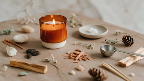 Velas de otoño con fragancias amaderadas y ambiente cálido