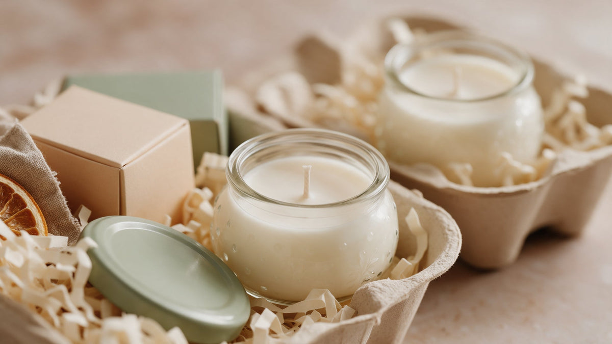 Pequeñas velas artesanales preparadas como detalles para bodas y eventos