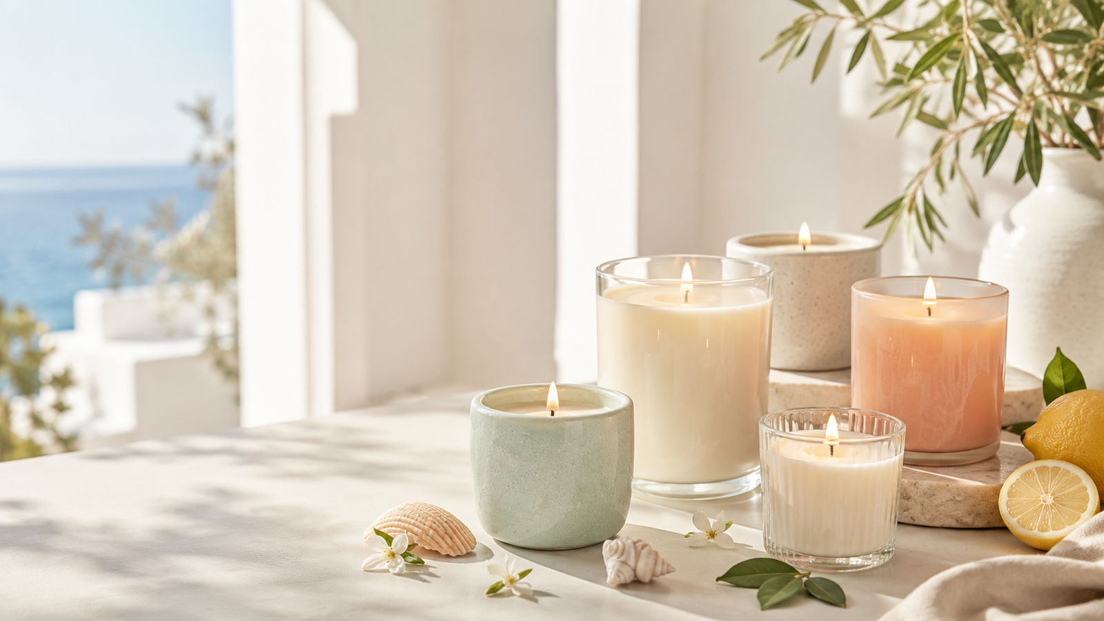 Velas de verano con ceras y aromas frescos