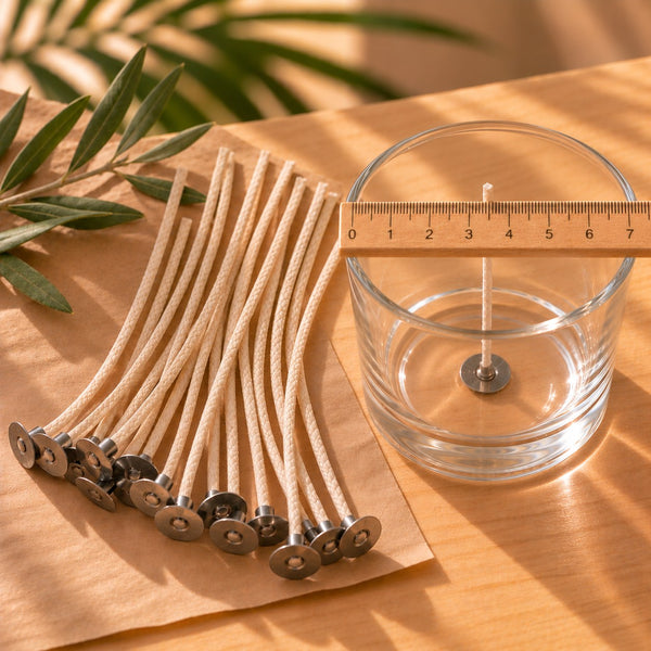 Stoppini eco con anima in cellulosa per candele in contenitore da 6-7 cm di diametro, Naturcera