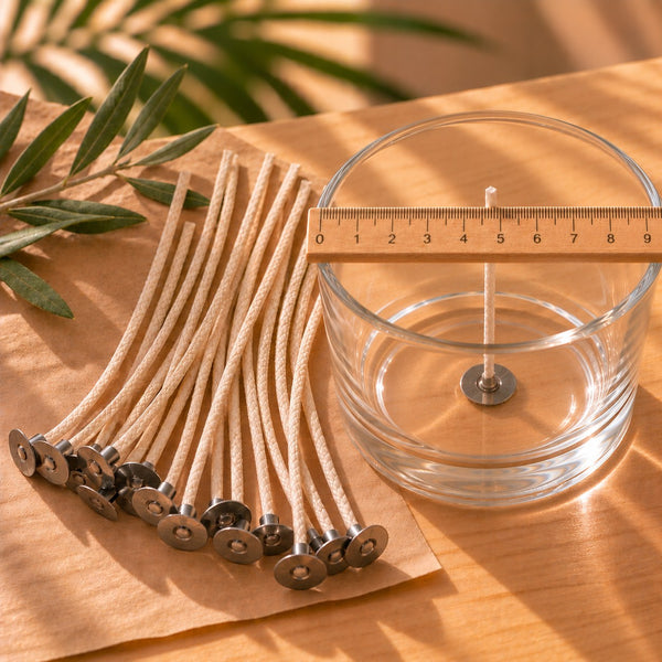 Stoppini eco con anima in cellulosa per candele in contenitore da 8-9 cm di diametro, Naturcera
