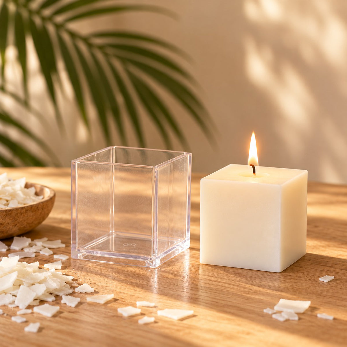Stampo in plastica trasparente per candele quadrate a cubo e candela quadrata fatta a mano - Naturcera